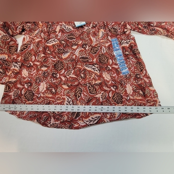 Jessica Simpson Mother Nature Wimens Size Large Long Bell Sleeve Leaf Print Top - Picture 7 of 12